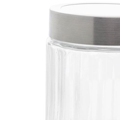 Kit 6 Potes de Vidro Porta Mantimentos 1,2L Tampa Inox Lyor Organizador de Condimentos