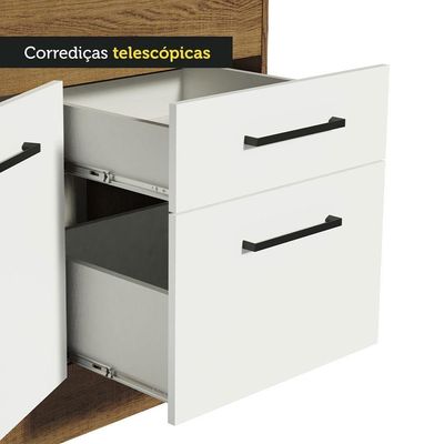 Balcão De Pia 150 Cm 2 Portas E 2 Gavetas Rustic/branco
