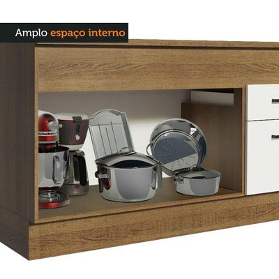 Balcão De Pia 150 Cm 2 Portas E 2 Gavetas Rustic/branco