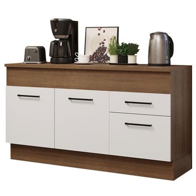 Balcão De Pia 150 Cm 2 Portas E 2 Gavetas Rustic/branco
