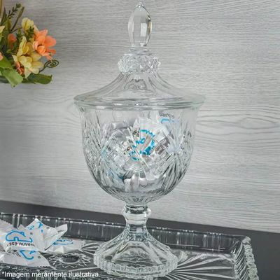 5 Bombonieres de Vidro Cristal Potiches Pedestal Lyor Dublin 400ml Baleiros Decorativos