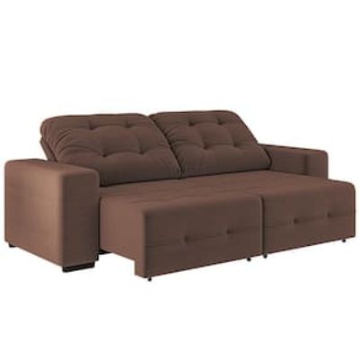 Sofá 4 Lugares Linoforte Bonno Retrátil e Reclinável com 230 cm de Largura e Revestido em Tecido Suede Marrom Chocolate