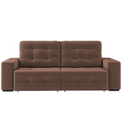 Sofá 4 Lugares Linoforte Bonno Retrátil e Reclinável com 230 cm de Largura e Revestido em Tecido Suede Marrom Chocolate