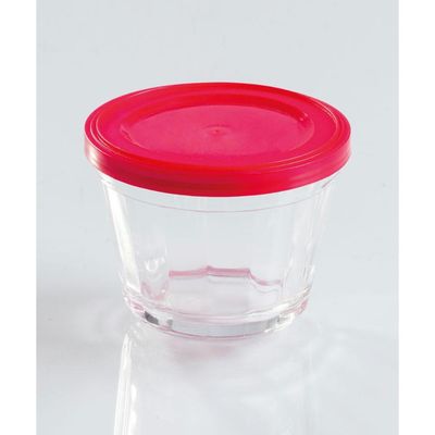 Kit 6 Potes Americanos Tigelas Pequenas de Vidro 150ml Marinex com Tampa Plástica Colorida