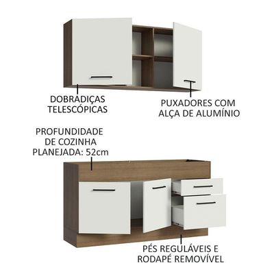 Cozinha Compacta 150002 Com Armário E Balcão Rustic/branco