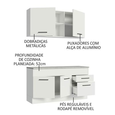 Cozinha Compacta 150001 Com Armário E Balcão Branco Branco