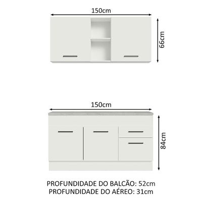 Cozinha Compacta 150001 Com Armário E Balcão Branco Branco
