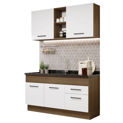 Cozinha Compacta 150002 Com Armário E Balcão Rustic/branco