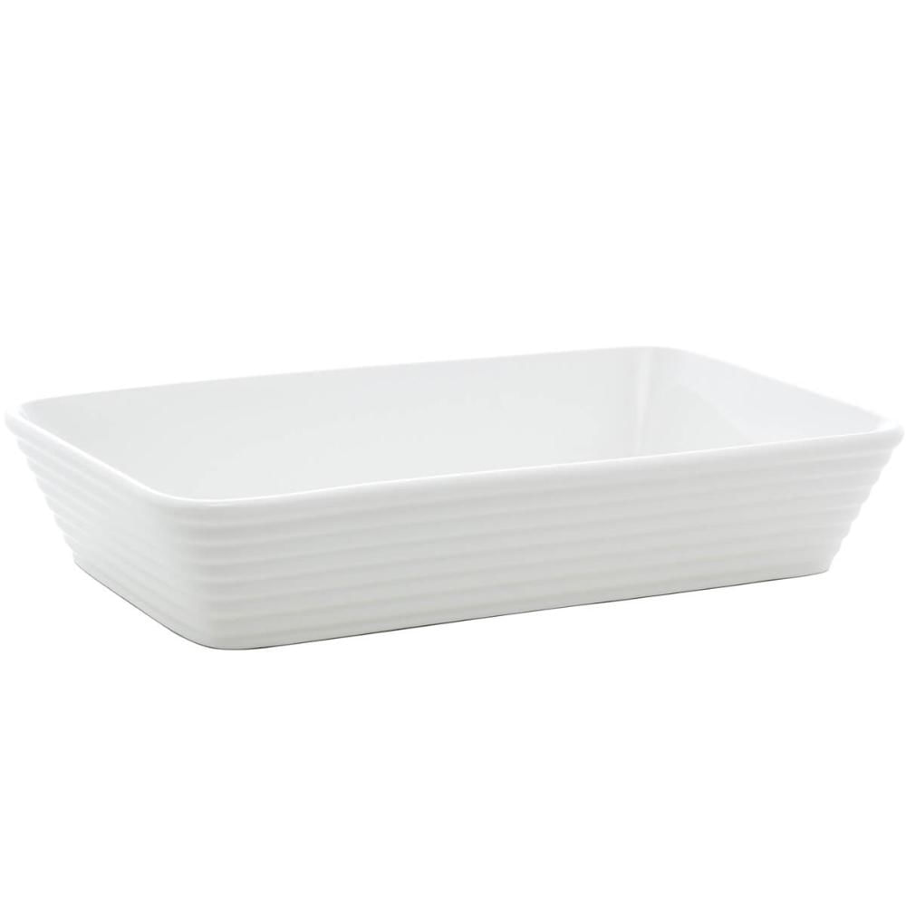 Assadeira de Porcelana Branca 1,5L Refratário Retangular Ser