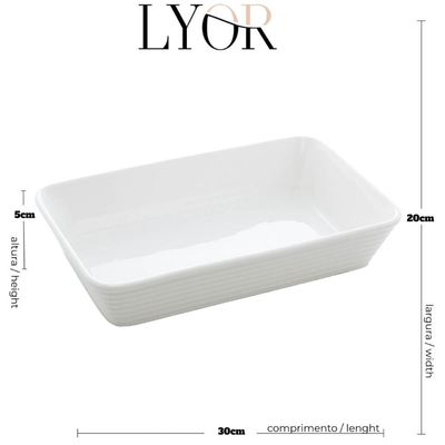 Assadeira de Porcelana Branca 1,5L Refratário Retangular Ser