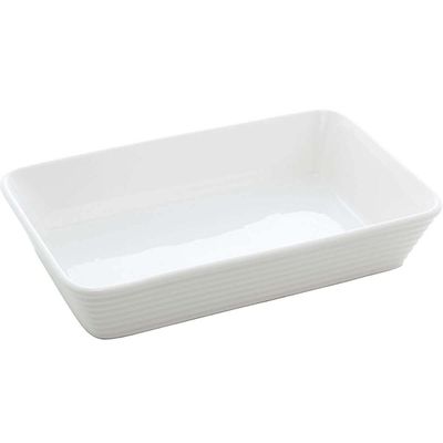 Kit 10 Travessas de Porcelana Lines para Restaurante Buffet Retangular Servir Branca