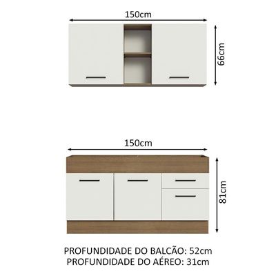 Cozinha Compacta 150002 Com Armário E Balcão Rustic/branco
