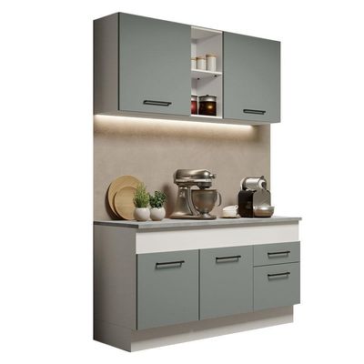 Cozinha Compacta 150001 Com Armário E Balcão Branco/Cinza