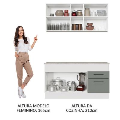 Cozinha Compacta 150001 Com Armário E Balcão Branco/Cinza