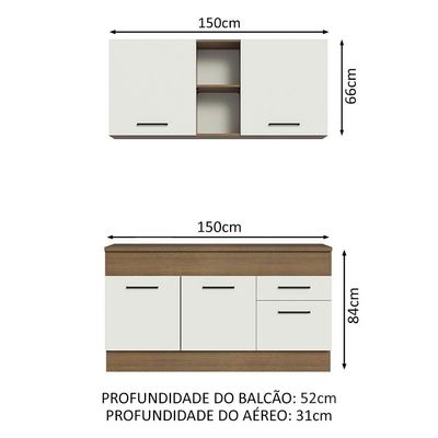 Cozinha Compacta 150001 Com Armário E Balcão Rustic/branco