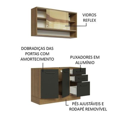 Cozinha Compacta 120002 Com Armário E Balcão Rustic/Preto