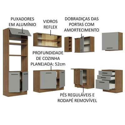 Cozinha Completa 399001 Com Armário E Balcão Rustic/Cinza