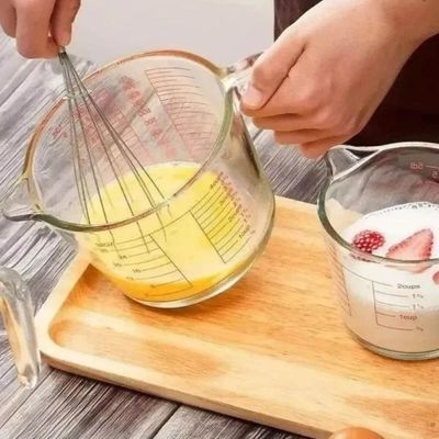 2 Jarras Medidoras 500ml Vidro com Alça Marcação Lyor Copo Medidor para Receitas