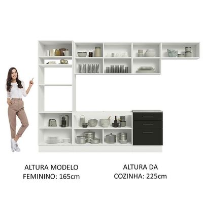 Cozinha Completa 330001 Com Armário E Balcão Branco/Preto