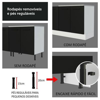 Cozinha Completa 330001 Com Armário E Balcão Branco/Preto