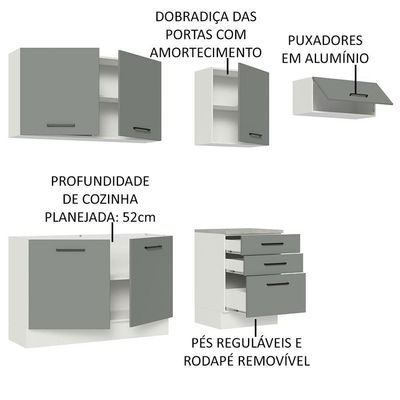 Cozinha Completa 260002 Com Armário E Balcão Branco/Cinza
