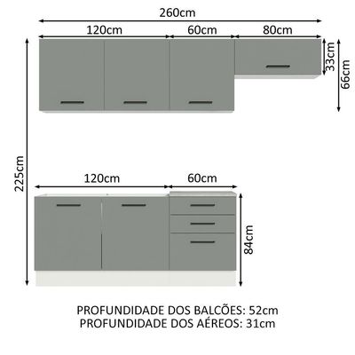 Cozinha Completa 260002 Com Armário E Balcão Branco/Cinza