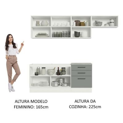 Cozinha Completa 260002 Com Armário E Balcão Branco/Cinza