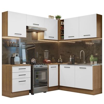 Cozinha Completa 399002 Com Armário E Balcão Rustic/Branco