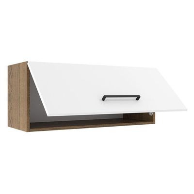 Armário Aéreo 80Cm 1 Porta Basculante Rustic/branco
