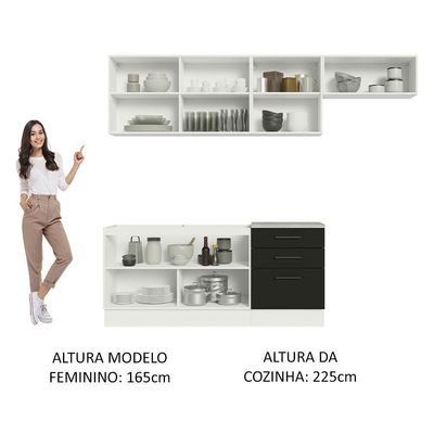 Cozinha Completa 260002 Com Armário E Balcão Branco/Preto