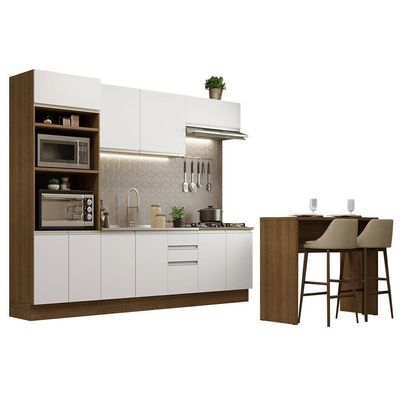 Cozinha 315002 Com Armário, Balcão E Bancada Rustic/Branco