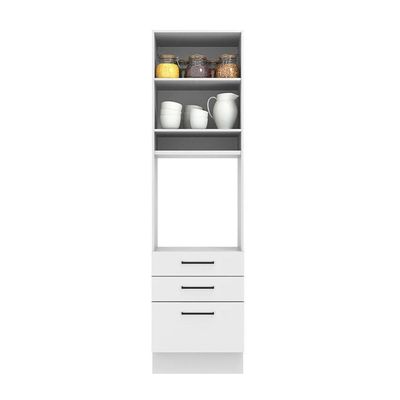 Torre Quente 60 Cm 1 Porta 3 Gavetas Branco Rustic/branco