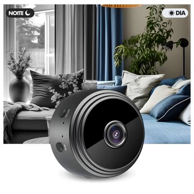 Mini Câmera A9 Wi-Fi Full HD com Visão 150°, Gravação em Cartão SD e App para Celular