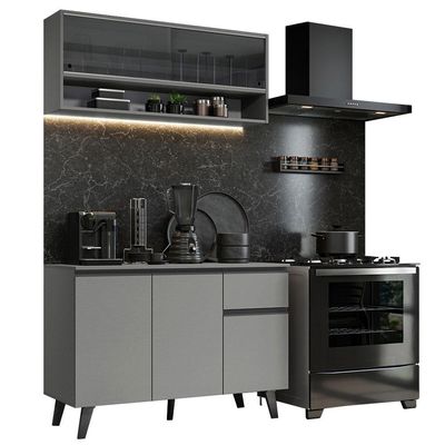 Armário De Cozinha Compacta 120cm Cinza Nice 01 Cinza