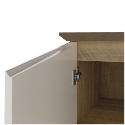 Bancada Buffet Pinho/ Off White 3 Portas Borda Invertida
