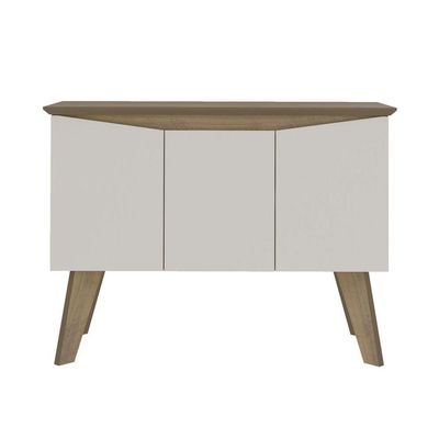 Bancada Buffet Pinho/ Off White 3 Portas Borda Invertida