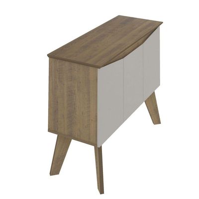 Bancada Buffet Pinho/ Off White 3 Portas Borda Invertida