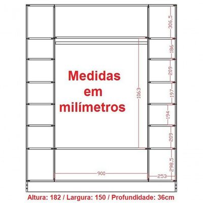 Kit Armário Colméias Cabideiro Provador e Estante Prateleira