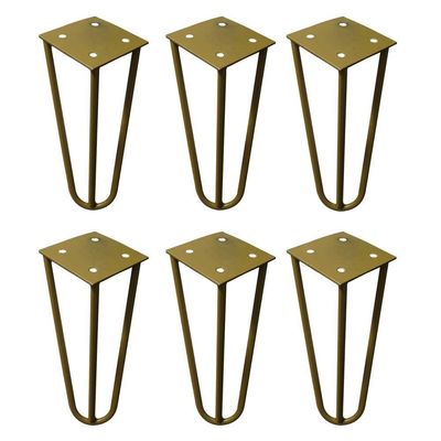 Kit 6 Pés De Metal 15 Cm Hairpin Legs Mesas De Centro Puffs Dourado G41