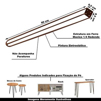 Kit 16 Pés De Metal 60 Cm Legs Mesa De Canto Aparador Bronze