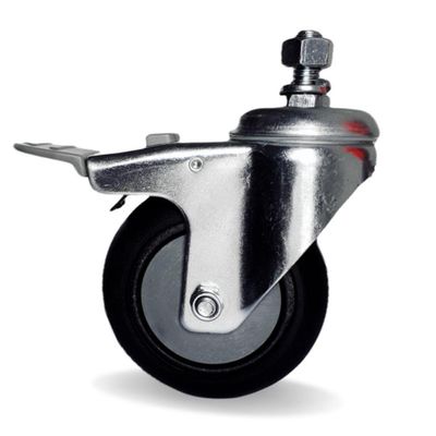 Rodizio gir. Espiga 4 Pol. c/ Freio Roda Pvc c/ Rolamento