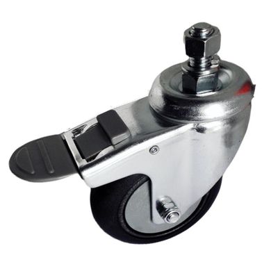 Rodizio gir. Espiga 5 Pol. c/ Freio Roda Pvc c/ Rolamento