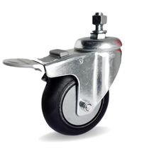 Rodizio gir. Espiga 5 Pol. c/ Freio Roda Pvc c/ Rolamento