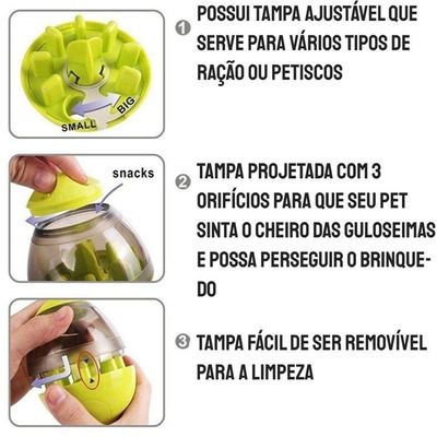 Comedouro Interativo Petisco Ração Cães Gatos Brinquedo Pet
