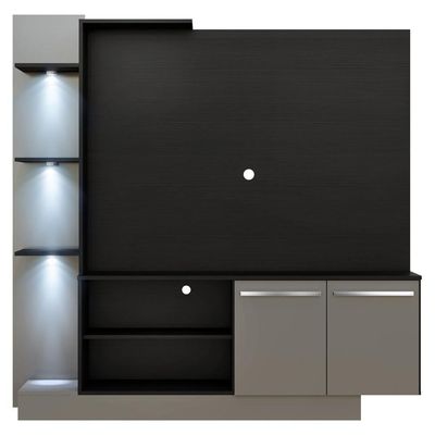 Estante Com 3 Leds Para Tv Até 55´´ Dallas Fg3399 Preta/lacca Fumê