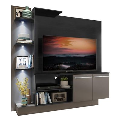Estante Com 3 Leds Para Tv Até 55´´ Dallas Fg3399 Preta/lacca Fumê