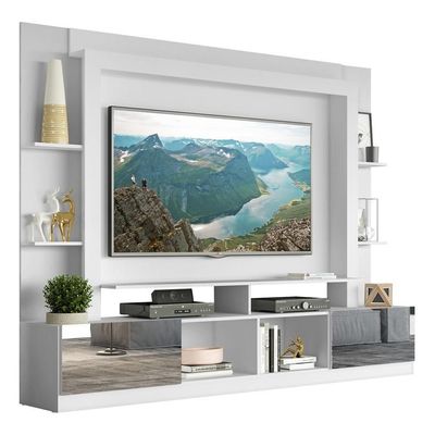 Estante Com Espelho E Suporte Para Tv Até 65´´ Oslo Fg3382 Branca