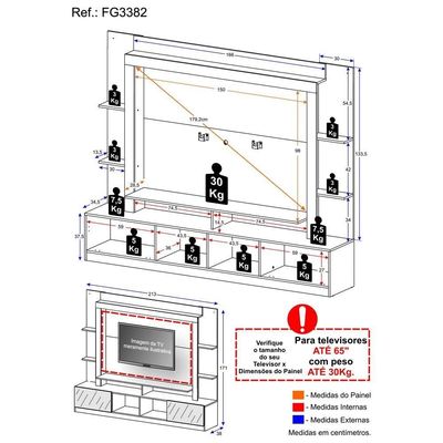 Estante Com Espelho E Suporte Para Tv Até 65´´ Oslo Fg3382 Branca
