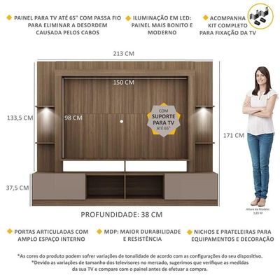 Estante Com Leds E Suporte Para Tv Até 65´´Fg3384