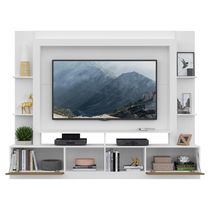 Estante Com Espelho Para Tv Até 65´´ Oslo Fg3390 Branca/madeirada